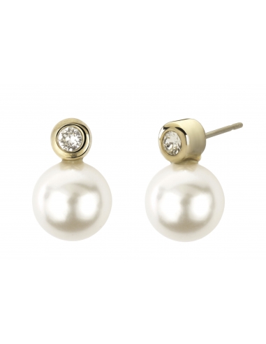 Traveller pierced earring - 10mm white peaarl - gold plated - 113040