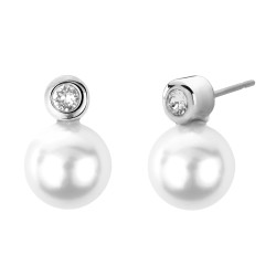 Traveller pierced earring - 10mm white pearl - platinum plated - 113041