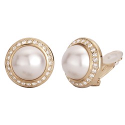 Traveller Ohrclip - Kristalle und Perle - 22kt vergoldet - 113259