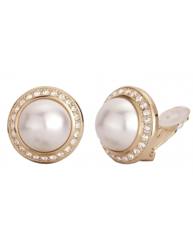 Traveller clip earring - 16mm white pearl - 22ct gold plated - 113259