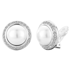 Traveller Clip Oorbellen - Parels - 16 mm - Wit - Precioca crystals - Zilverkleurig