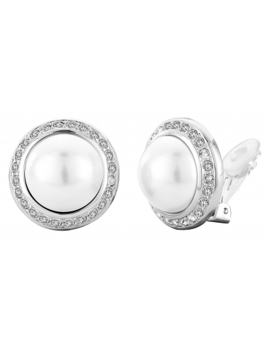 Traveller clip earring - 16mm white pearl - platinum plated - 113260