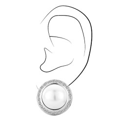 Traveller clip earring - 16mm white pearl - platinum plated - 113260