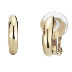 Traveller Clip-on Earrings - Gold coloured - Hoop-shaped - Gold plated - 14x4 mm