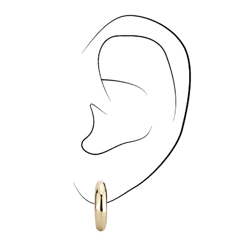 Traveller Ohrclips - Goldfarbe - Halb Creolen - Vergoldet - 14x4 mm