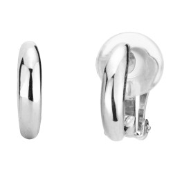Traveller Clip-on Earrings - Platinum plated - Hoop-shaped - Silver-coloured - 14x4 mm