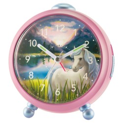 ATRIUM Paarden Wekker voor Kinderen - Roze paarden wekker meisjes - Stil zonder Tikgeluid - Snooze & Alarm

