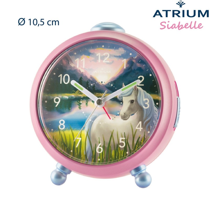 ATRIUM Paarden Wekker voor Kinderen - Roze paarden wekker meisjes - Stil zonder Tikgeluid - Snooze & Alarm
