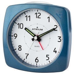 ATRIUM Wecker - Analog - Blau - Ohne Tickgeräusch - Aufbauton - Alarm - Schlummerfunktion