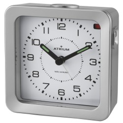 ATRIUM Alarm Clock - Radio-controlled - Analogue - Silver - Build-up Beep - Snooze - Easy to use