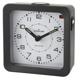 ATRIUM Wecker - Funkgesteuert - Analog - Schwarz - Aufbauton - Schlummerfunktion
