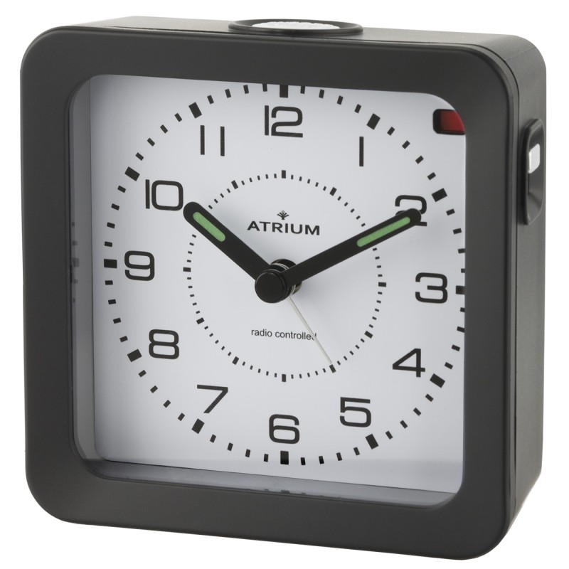 ATRIUM Wecker - Funkgesteuert - Analog - Schwarz - Aufbauton - Schlummerfunktion - A660-7