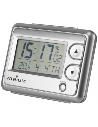 ATRIUM wekker - Radiogestuurd - Wereldtijd - Digitaal - Zilver - A720-19