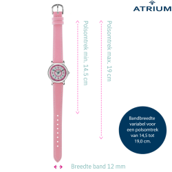 ATRIUM Kinderhorloge - Meisjes - Licht Roze - Analoog - 5 bar - Leercijferblad