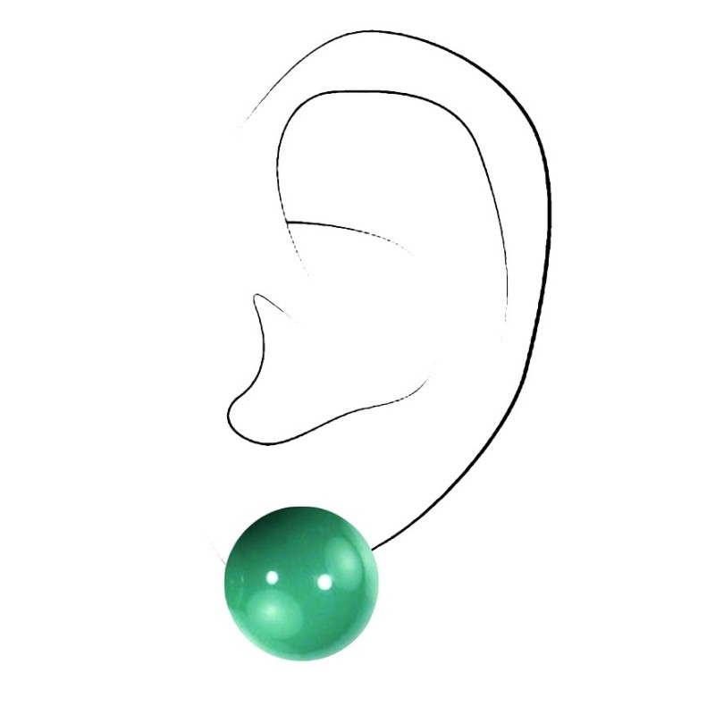 Traveller Clip-on Earrings- Silver Coloured - Pearls - 16mm - Jade / Green - Platinum Plated
