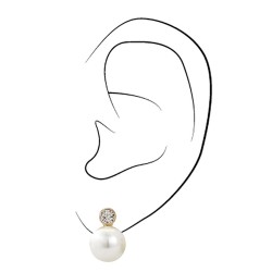 Traveller Clip Oorbellen - Parels - 10 mm - Crème - Preciosa Kristallen - 22kt Verguld - Goudkleurig - 15x10 mm - 113881