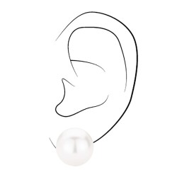 Traveller Clip Oorbellen - Parels - 16 mm - Wit - Geplatineerd - Zilverkleurig - Halve Parel - 700216