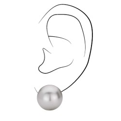 Traveller Clip-on Earrings - Pearls - 16 mm - Light Grey - Rhodium Plated - Silver Coloured - Half Pearl - 710216
