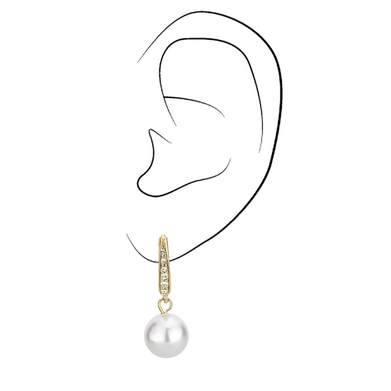 Traveller Brisur oorhangers - Parels - 10 mm - Preciosa crystals - Goudkleurig - 114143