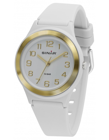 Sinar Analoog Horloge 36mm 13-18,5cm wit/goud - XB-48-0