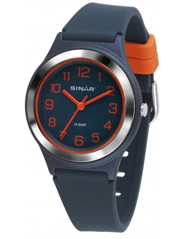 Sinar Analoog Horloge 36 mm 13-18,5 cm Donkerblauw/Oranje - XB-48-12