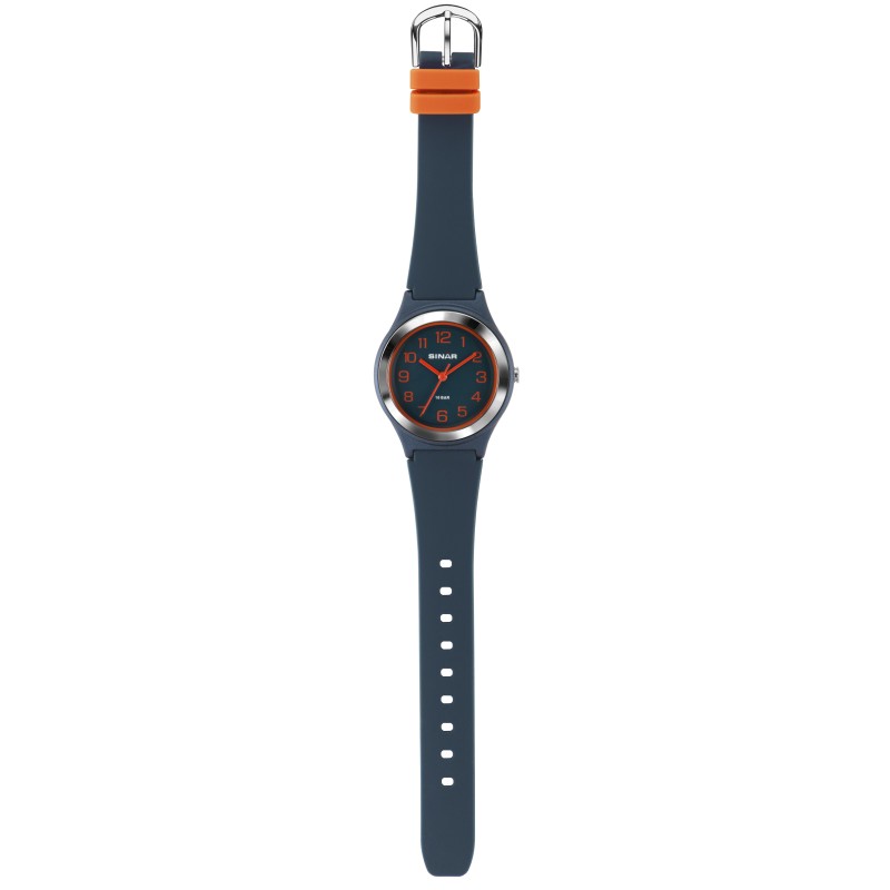 Sinar Watch - Analogue - Dark Blue / Orange - 36mm - 10 Bar - Adjustable Strap 13-18,5 cm