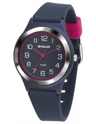 Sinar Analoog Horloge 36 mm 100 meter blauw/ roze - XB-48-2