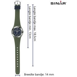 Sinar Analoog Horloge 36 mm 100 meter groen/ blauw XB-48-3