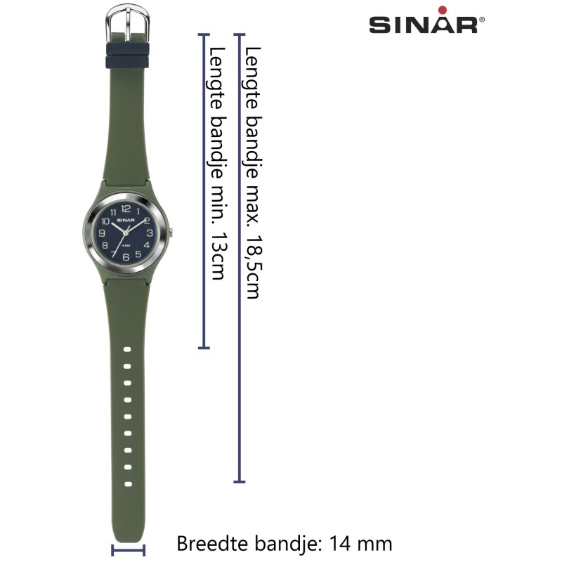 Sinar Analoog Horloge 36 mm 100 meter groen/ blauw XB-48-3
