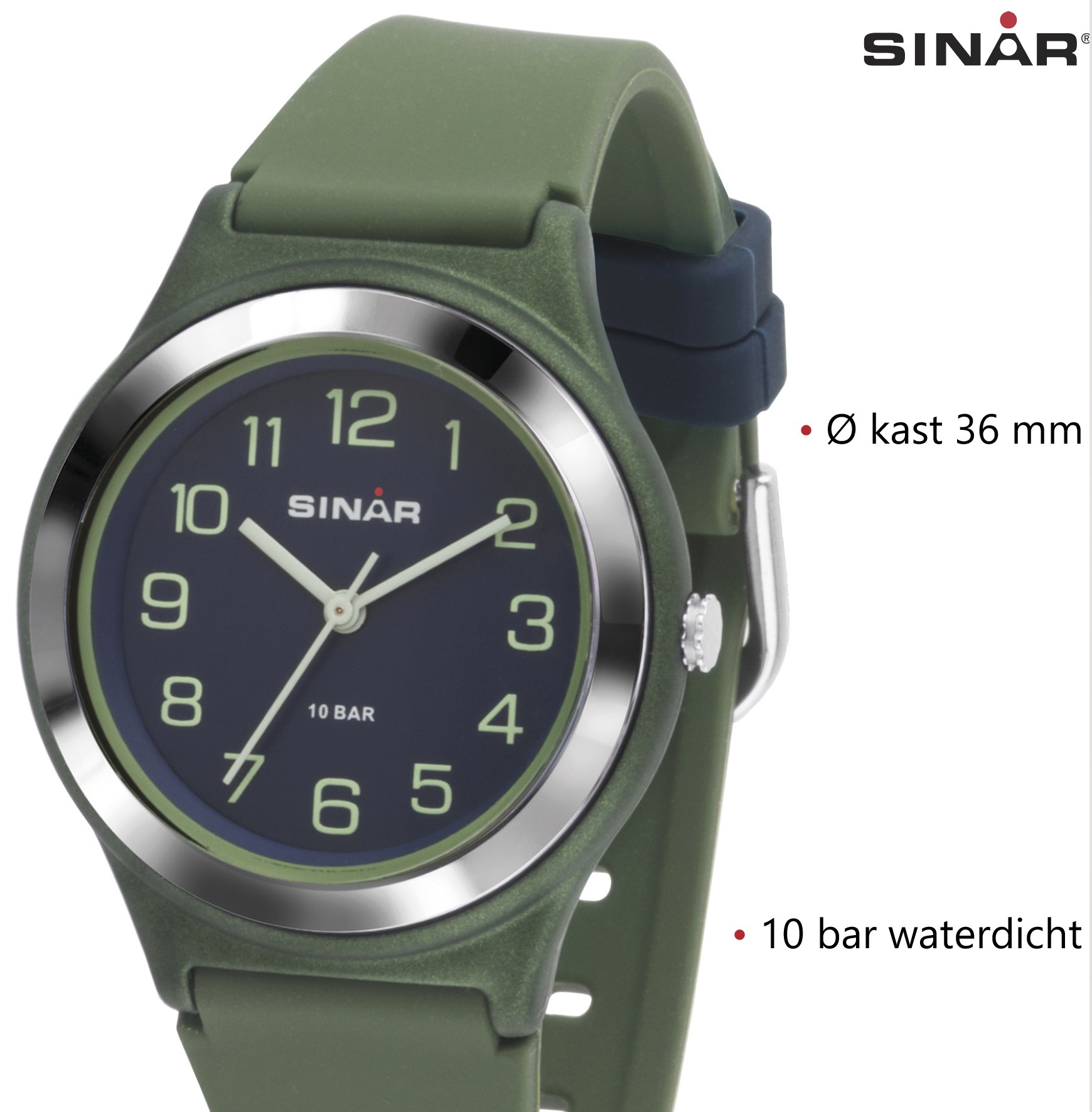 groen/ Horloge blauw 100 36 Sinar Analoog XB-48-3 mm meter