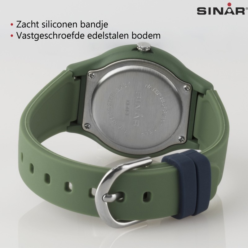 Sinar Horloge - Analoog - Groen / Donker Blauw - 36 mm - Verstelbaar bandje 13-18,5cm