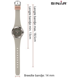 Sinar Horloge - Analoog - Licht Grijs / Roze - 36 mm - Verstelbaar bandje 13-18,5cm