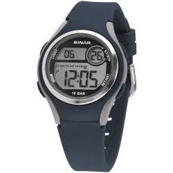 Sinar Horloge - Digitaal - Blauw/ Grijs - 10 Bar Waterdicht - Ø 36 mm - Verstelbaar Bandje 13-18,5 cm