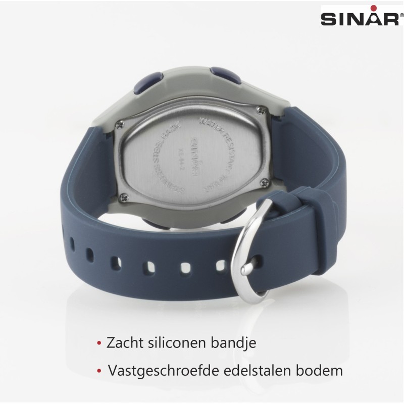 Sinar Horloge - Digitaal - Blauw/ Grijs - 10 Bar Waterdicht - Ø 36 mm - Verstelbaar Bandje (13-18,5 cm) - XE-64-2