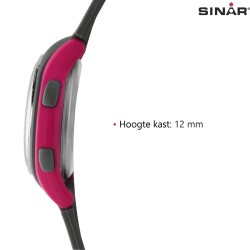Sinar Horloge - Digitaal - Donker Grijs / Roze - 10 Bar Waterdicht - Ø 36 mm - Verstelbaar Bandje (13-18,5 cm) - XE-64-8