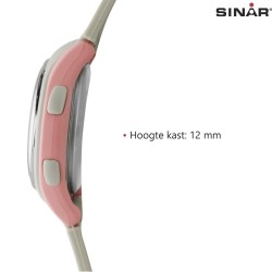 Sinar Horloge - Digitaal - Licht Grijs / Roze - 10 Bar Waterdicht - Ø 36 mm - Verstelbaar Bandje (13-18,5 cm) - XE-64-9
