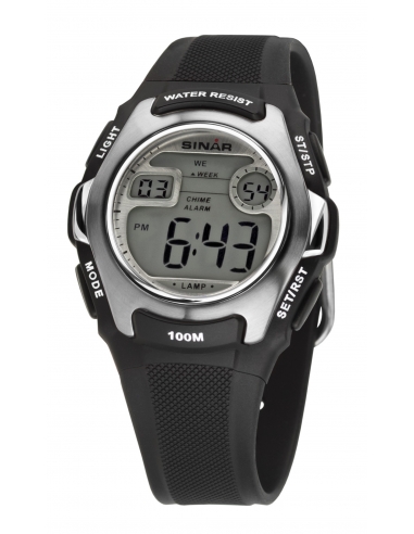 Sinar Digitaal Horloge 38 mm 100 meter Zwart / Grijs - XE-50-1