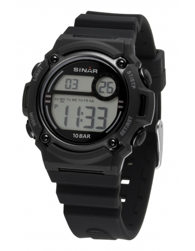 Sinar Siliconen  Jongens Horloge Digitaal Zwart 42 mm XE-67-1