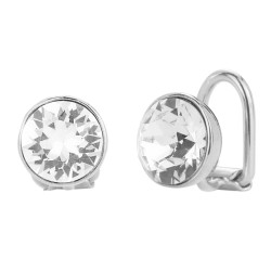 Traveller Clip-on Earrings - Silver coloured - Preciosa Crystal - Platinum Plated - 10 mm - 155991