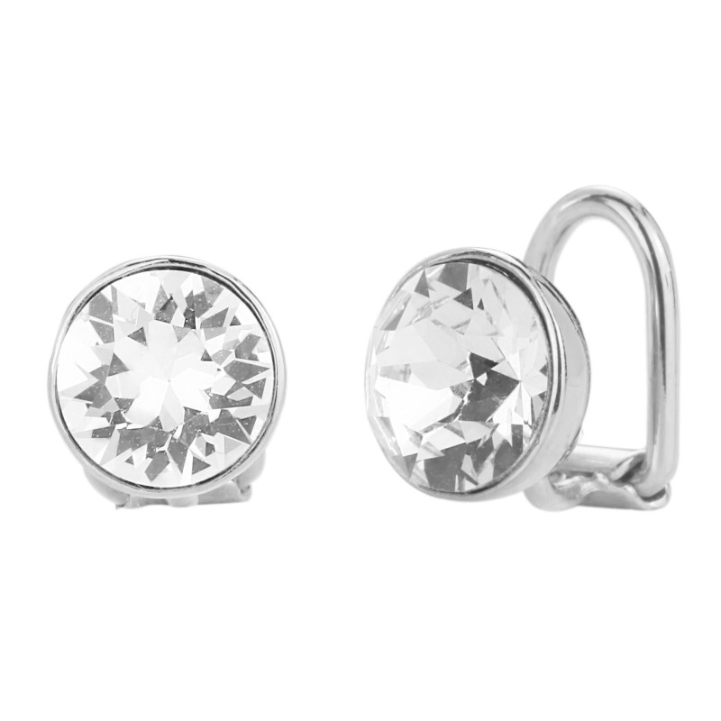Traveller Ohrclips - Silberfarbe - Preciosa Kristalle - Platiniert - 10 mm - 155991