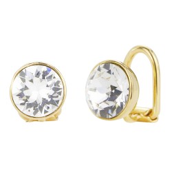 Traveller Clip-on Earrings - Gold coloured - Preciosa Crystal - Gold Plated - 10 mm - 155990