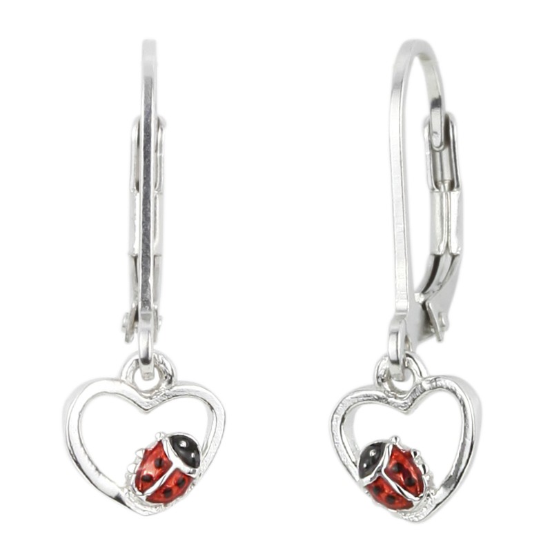 Traveller Oorhangers - Lieveheersbeestje Coccinelle - Kinder - Sterling Zilver - 24x8 mm - 545235