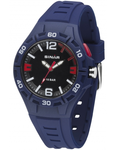 Sinar - Analoog Horloge 42 mm 17-23 cm Blauw/Rood - XB-37-2