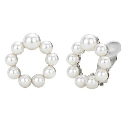 Traveller Clip earrings - Pearls - White - Platinum plated - 114192
