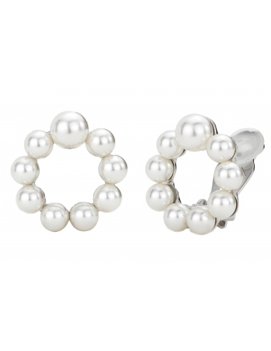 Traveller Clip Earring - White pearls Parels - Platinum plated - 114192