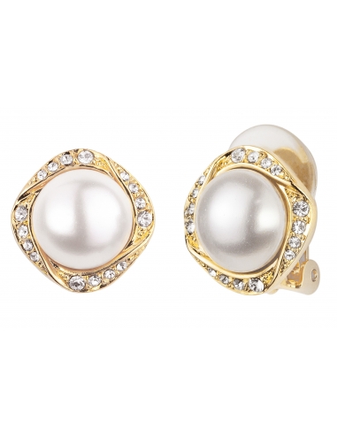 Traveller Clip Earrings - White pearls - 22ct gold plated - 114197