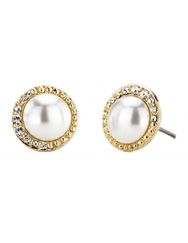 Traveller Pierced Earrings - White pearls - 22ct gold plated - 114203