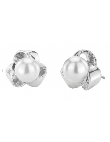 Traveller Pierced Earrings - 8mm White pearls - Platinum plated - 114210