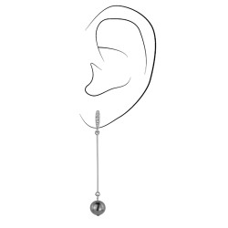 Traveller Oorhangers - Preciosa crystals - Parels - Grijs - Zilverkleurig - 114213