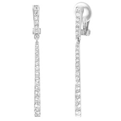 Traveller Clip-on Earrings - Drop Earrings - Silver coloured - Preciosa Crystals - Platinum plated - 55mm